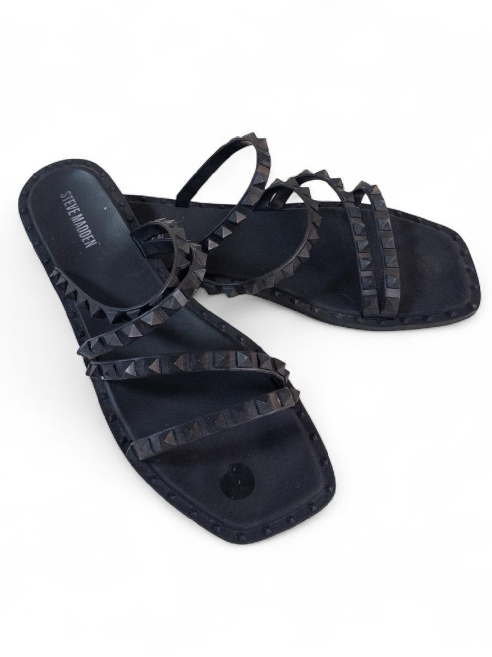 Steve Madden Black Studded Jelly Slide Sandals Sz 10